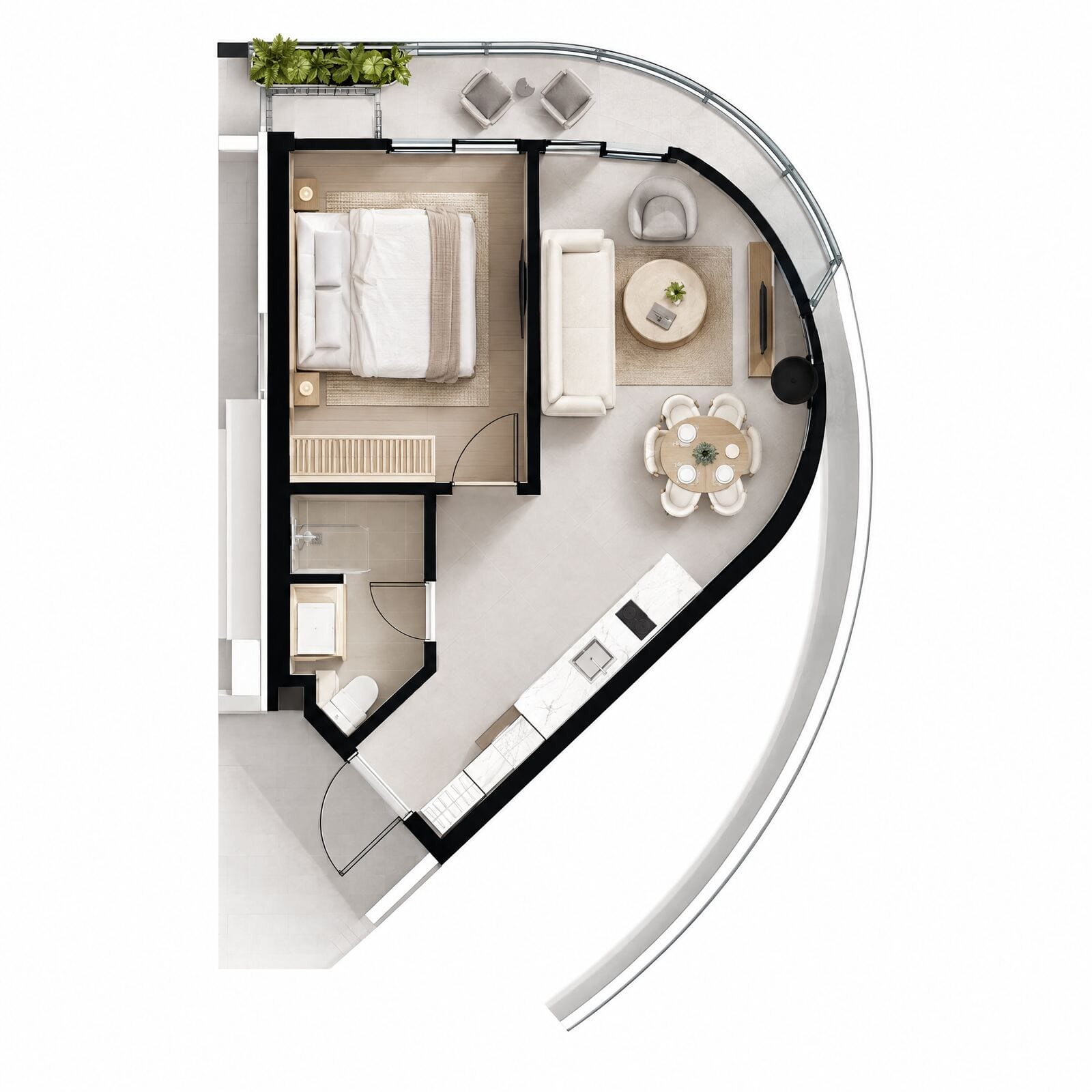 Millennium Condominium, Пхукет, Банг Тао — Одна спальня