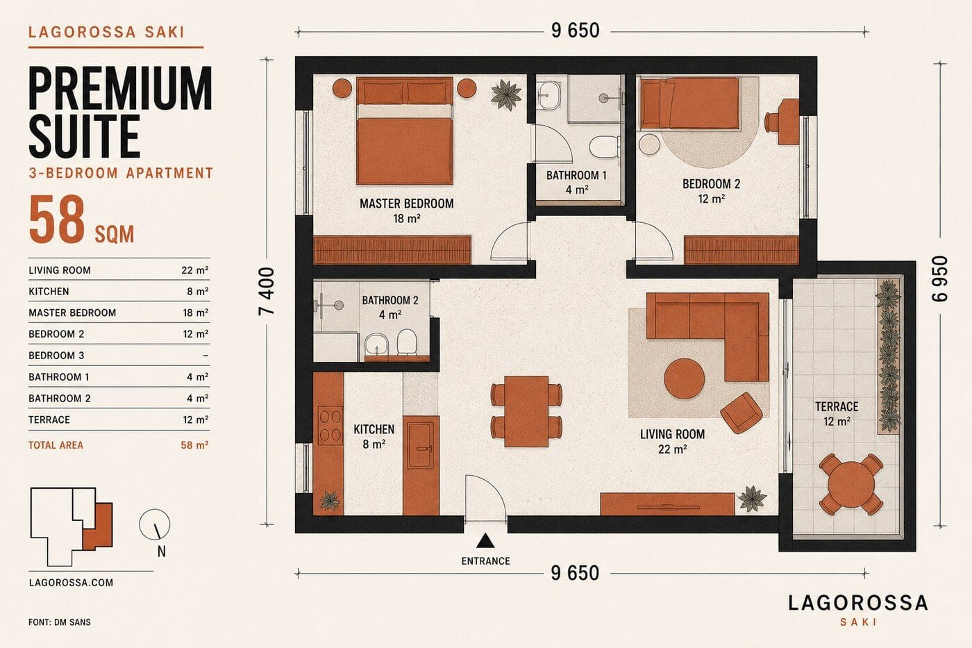 Лагоросса, Саки — Suite · 44 м²
