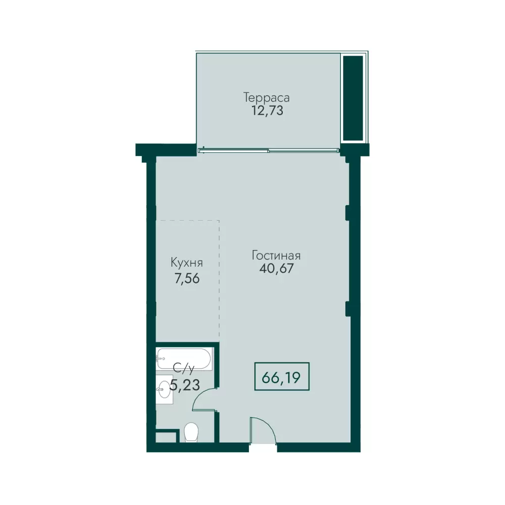 Планировка: Апартаменты в ЖК «Массандра Парк», 66,2 м², №120