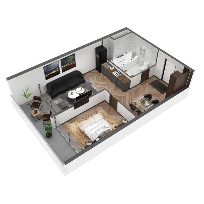Планировка: 2-комнатная в ЖК «SkyPlaza 4.0», 61,8 м², №17-5