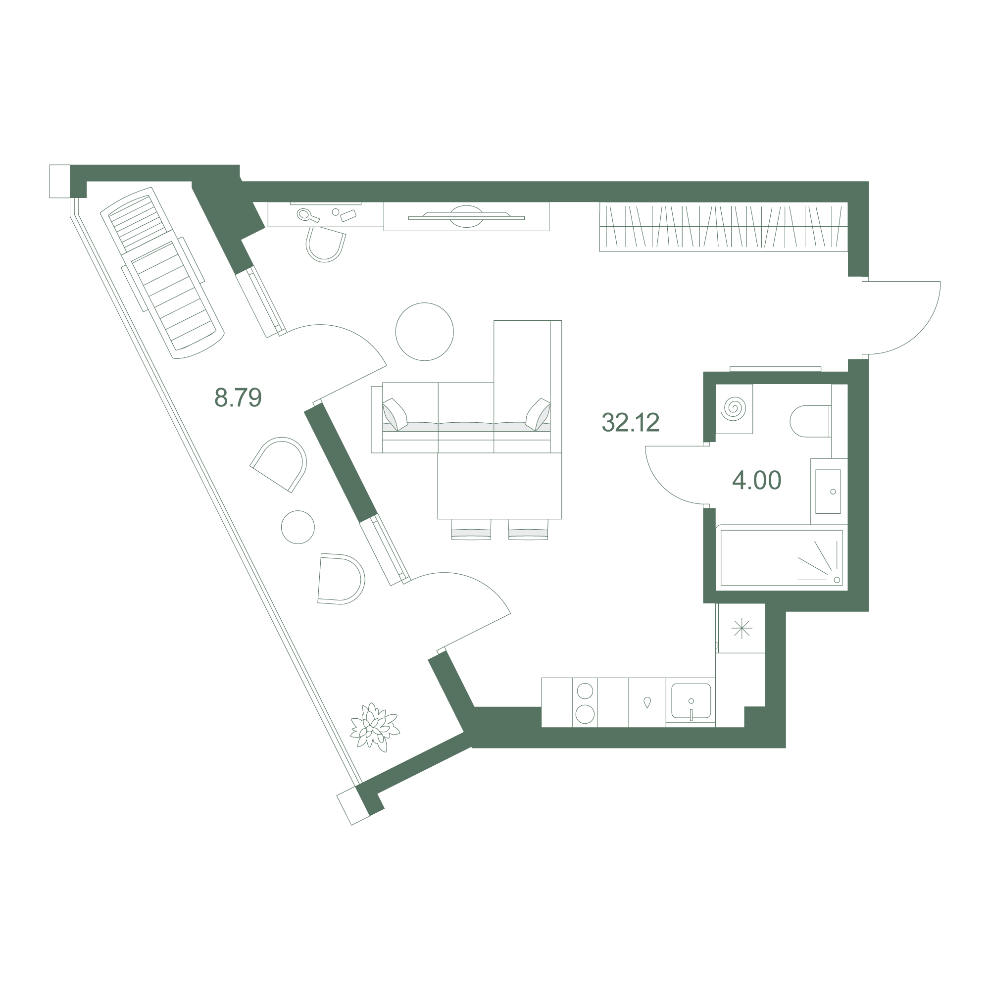 Планировка: Студия в ЖК «Дарсан», 44,7 м², №506