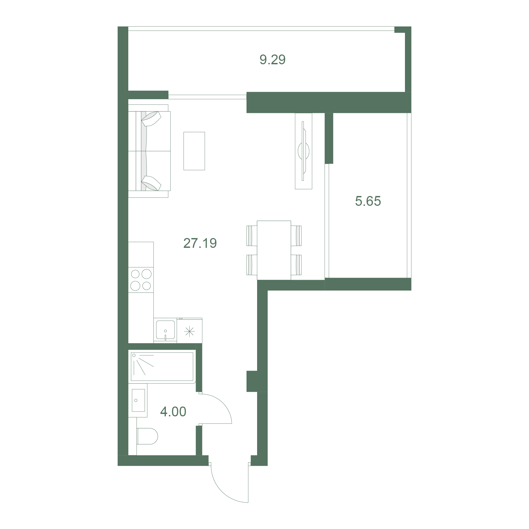 Планировка: Студия в ЖК «Дарсан», 46,1 м², №401