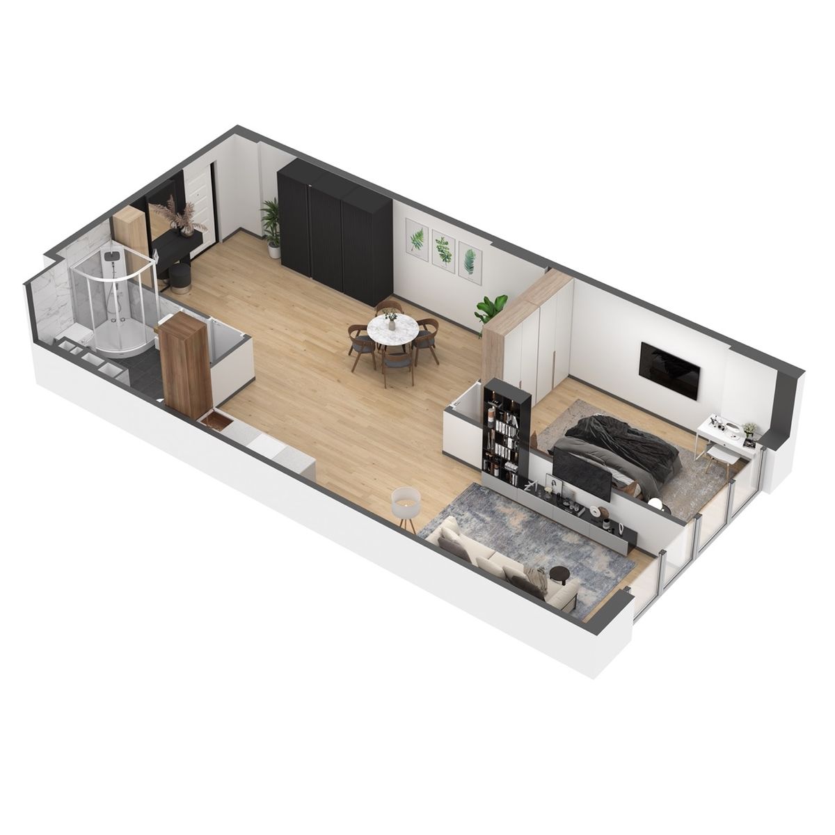 Планировка: 3-комнатная в ЖК «SkyPlaza 5.0», 97 м², №105