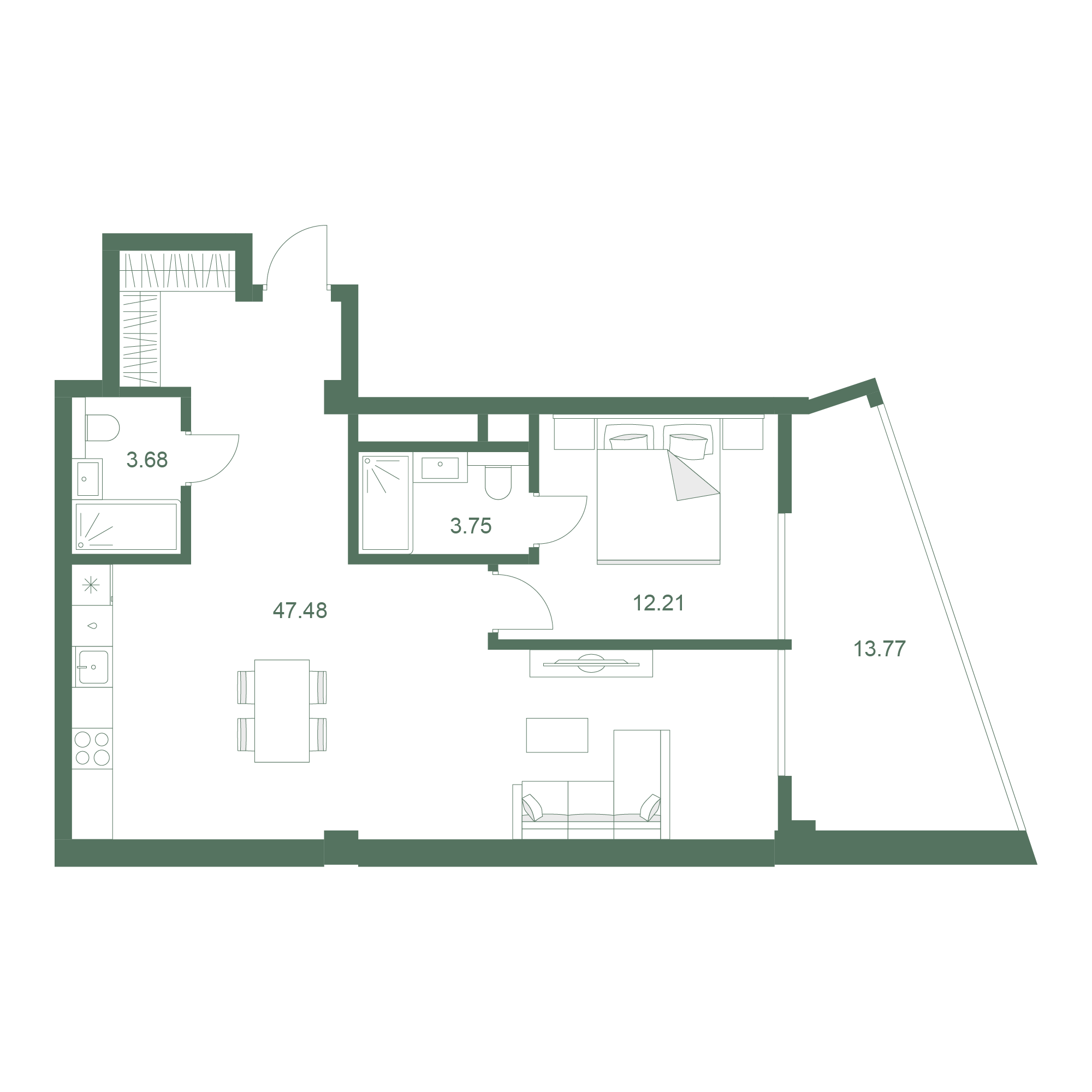 Планировка: 1-комнатная в ЖК «Дарсан», 80,9 м², №409