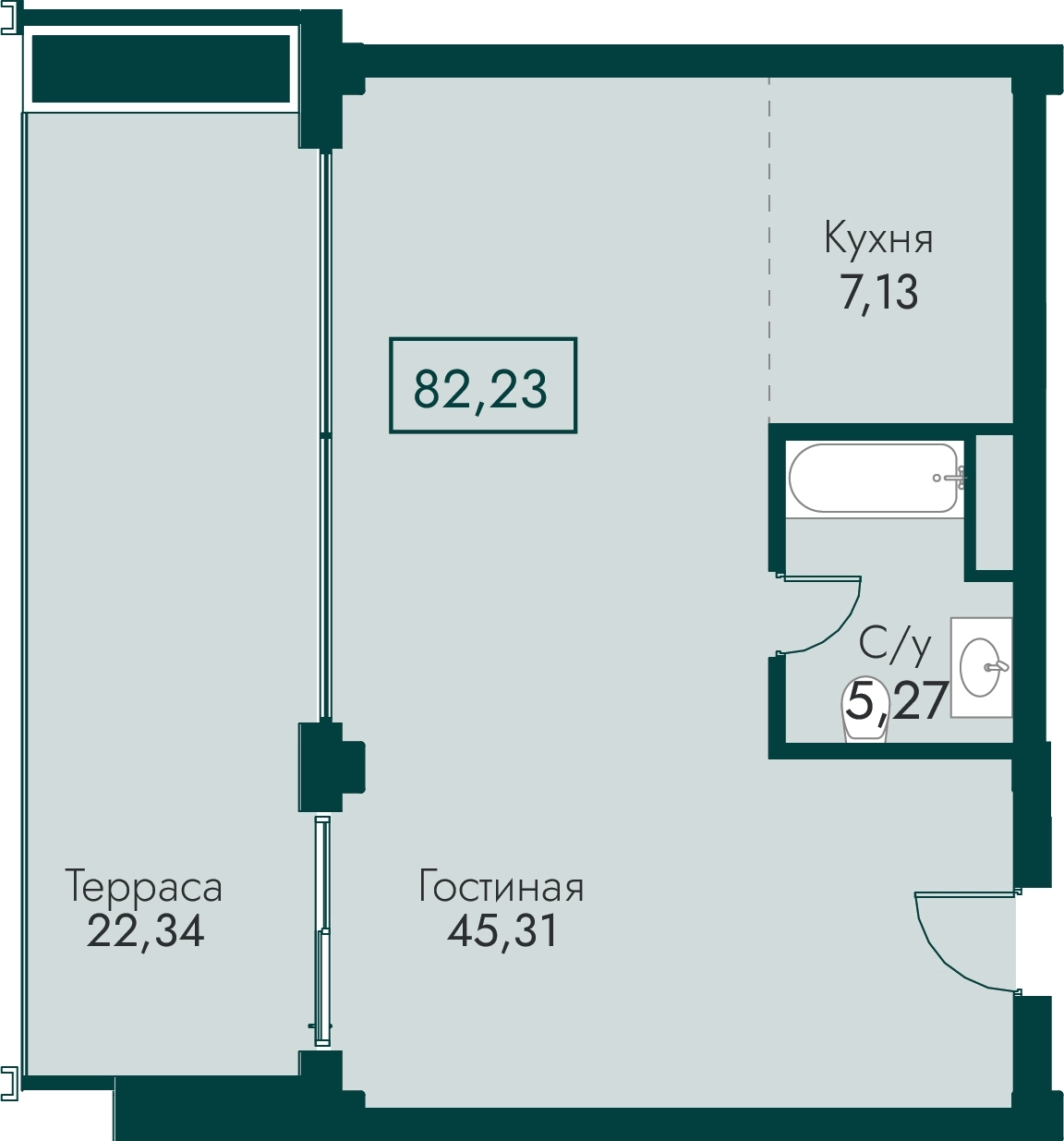 Планировка: Апартаменты в ЖК «Массандра Парк», 80 м², №7
